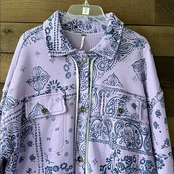 NWT Free People Women's West Coast Printed Ruby Jacket Purple Size Medium - Picture 3 of 9